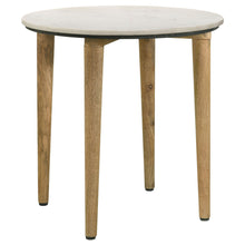 Load image into Gallery viewer, Aldis Round Marble Top End Table White and Natural
