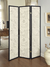 Load image into Gallery viewer, Felice 3-panel French Script Print Folding Screen Espresso
