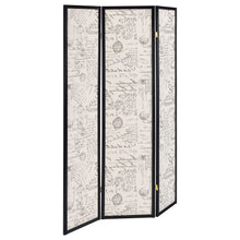 Load image into Gallery viewer, Felice 3-panel French Script Print Folding Screen Espresso
