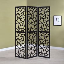 Load image into Gallery viewer, Nailan 3-panel Open Mosaic Pattern Room Divider Black
