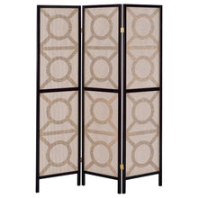 Load image into Gallery viewer, Vulcan 3-panel Geometric Folding Screen Tan and Cappuccino
