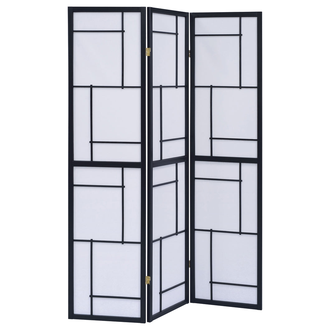 Damis 3-panel Folding Floor Screen Black and White
