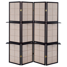 Load image into Gallery viewer, Iggy 4-panel Folding Screen with Removable Shelves Tan and Cappuccino
