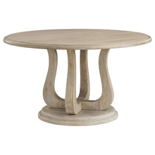 Load image into Gallery viewer, Trofello Round Dining Table with Curved Pedestal Base White Washed
