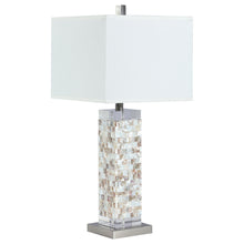 Load image into Gallery viewer, Capiz Square Shade Table Lamp with Crystal Base White and Silver
