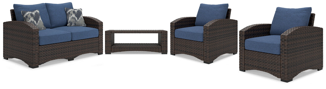Ashley Express - Windglow Outdoor Loveseat and 2 Chairs with Coffee Table