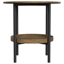 Load image into Gallery viewer, Delfin Round Glass Top End Table with Shelf Black and Brown
