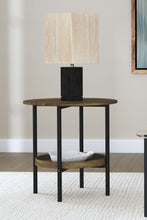 Load image into Gallery viewer, Delfin Round Glass Top End Table with Shelf Black and Brown
