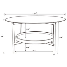 Load image into Gallery viewer, Delfin Round Glass Top Coffee Table with Shelf Black and Brown
