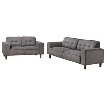 Load image into Gallery viewer, Deerhurst 2-piece Upholstered Tufted Track Arm Sofa Set Charcoal
