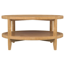 Load image into Gallery viewer, Camillo Round Solid Wood Coffee Table with Shelf Maple Brown
