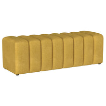 Load image into Gallery viewer, Summer Upholstered Channel Tufted Accent Bench Mustard Yellow
