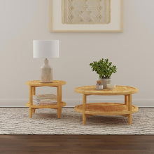 Load image into Gallery viewer, Camillo Round Solid Wood End Table with Shelf Maple Brown
