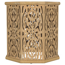 Load image into Gallery viewer, Torres Octagonal Solid Wood Side Table with Intricate Openwork Carvings Natural Brown
