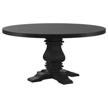 Load image into Gallery viewer, Florence Round Pedestal Dining Table with Planked Wood Top Antique Black
