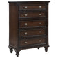Devon 5-piece Full Bedroom Set Wine Red and Dark Oak