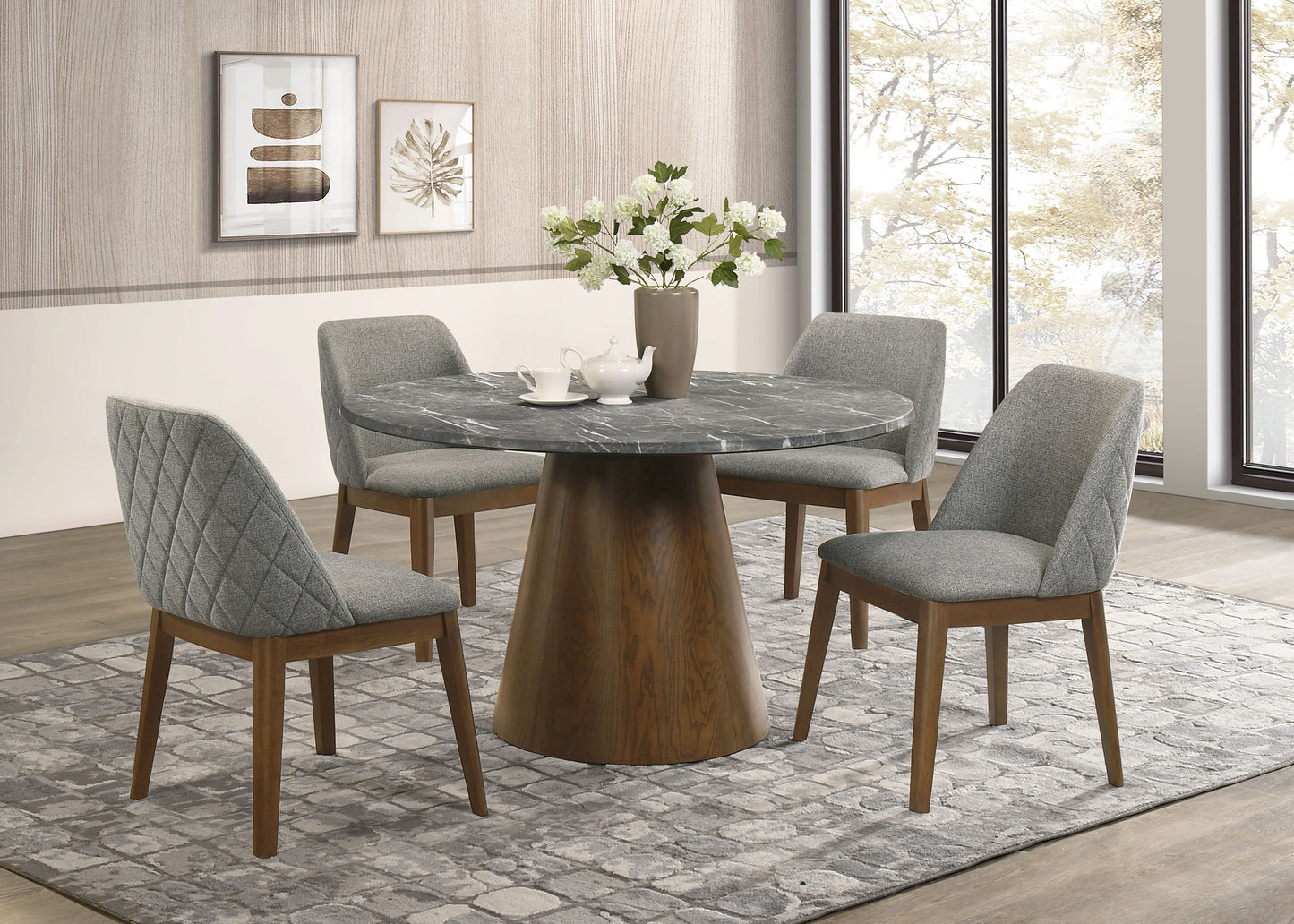 Franklin 50-inch Round Dining Table Grey and Dark Oak