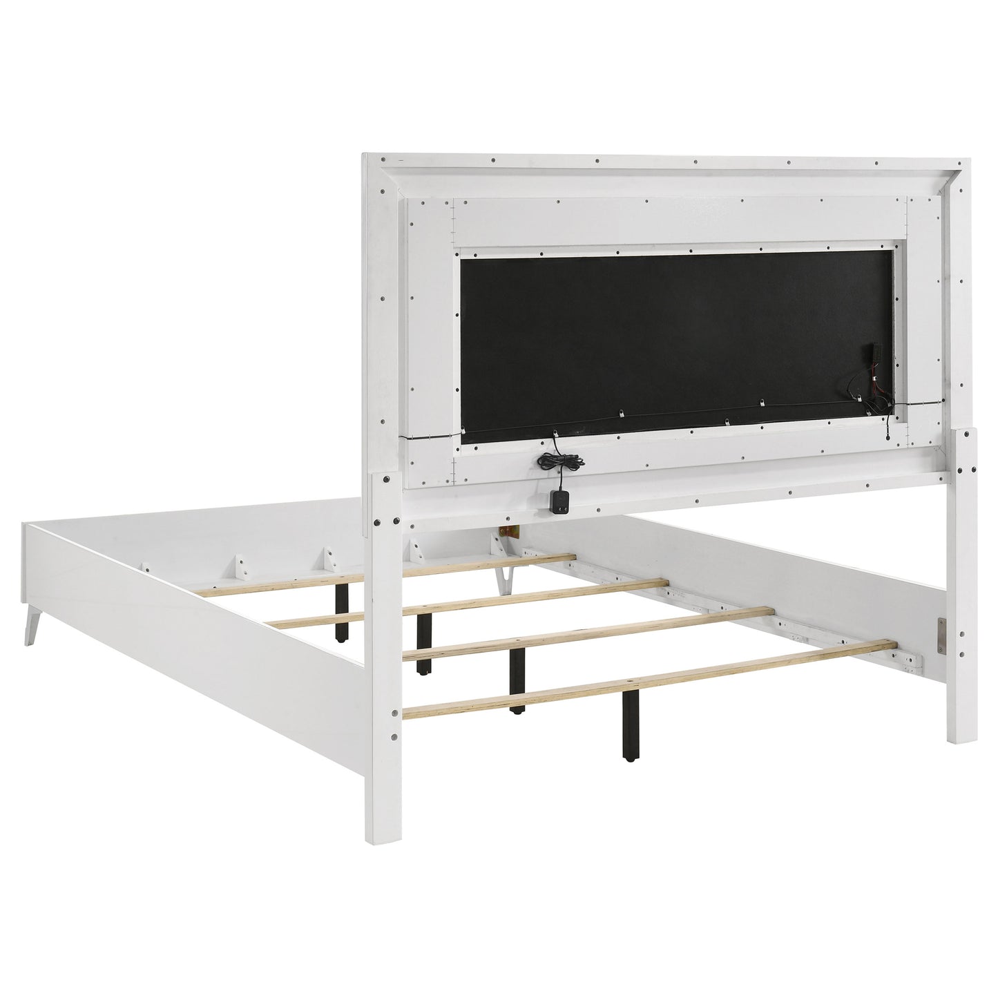 Cassia Queen LED Panel Bed White High Gloss