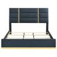 Ines 52-inch Fabric Upholstered Eastern King Panel Bed Navy