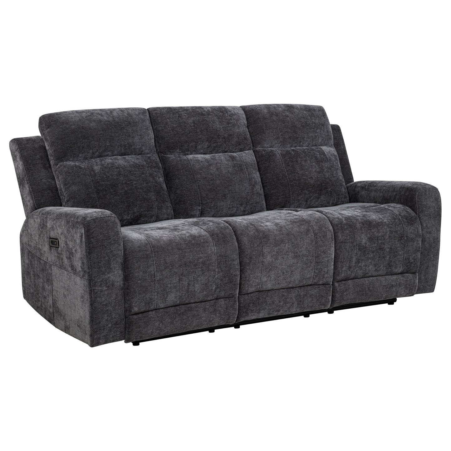 Kennett 2-piece Chenille Power Reclining Sofa Set Dark Grey