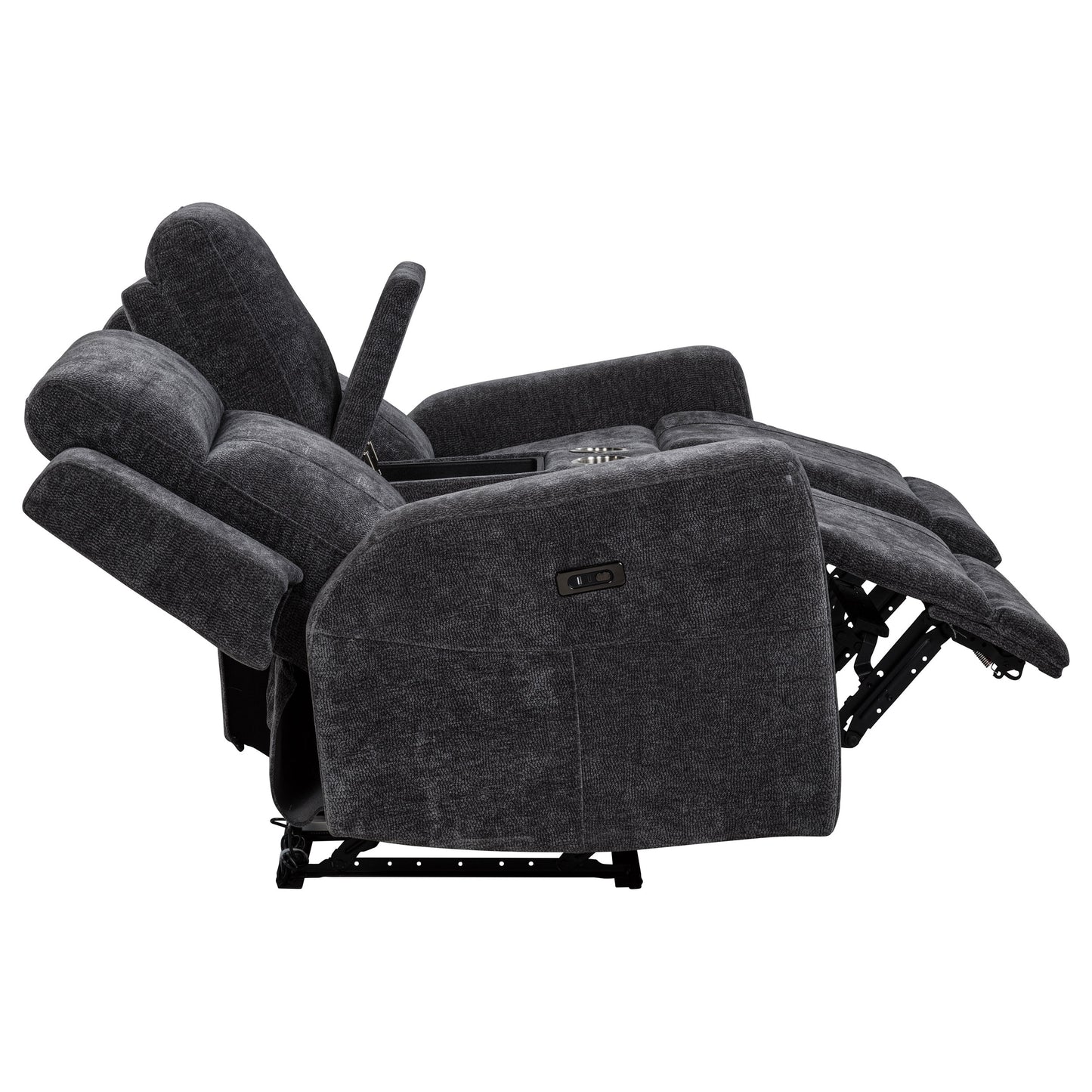 Kennett 2-piece Chenille Power Reclining Sofa Set Dark Grey