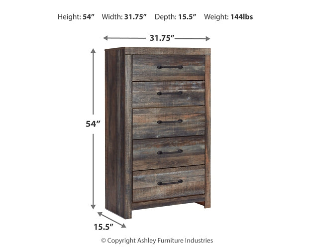Drystan King Panel Headboard with Mirrored Dresser and Chest