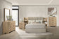 Arielle Eastern King Bookcase Panel Storage Bed Light Oak