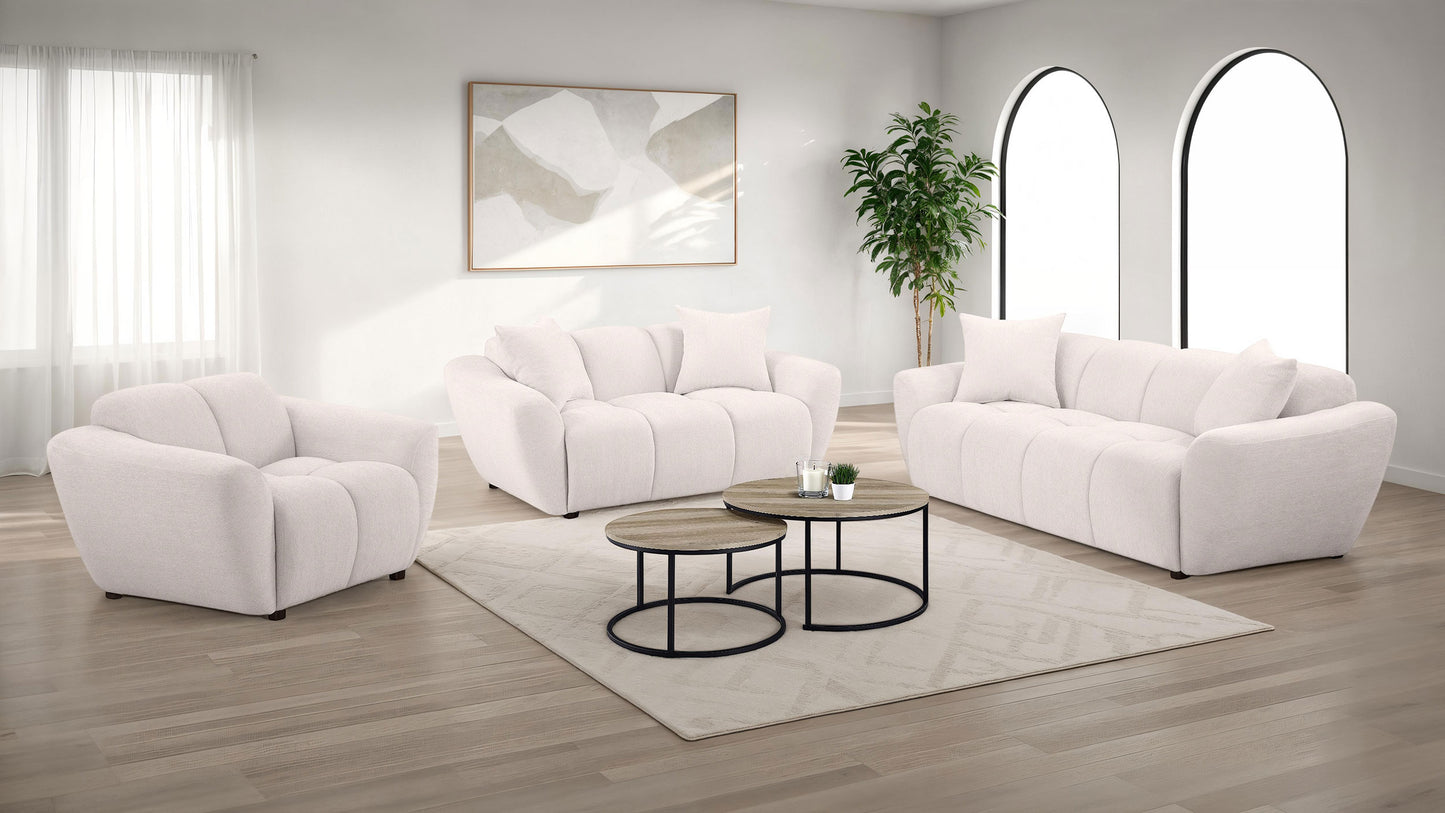 Destino Chenille Upholstered Splayed Arm Sofa Greige