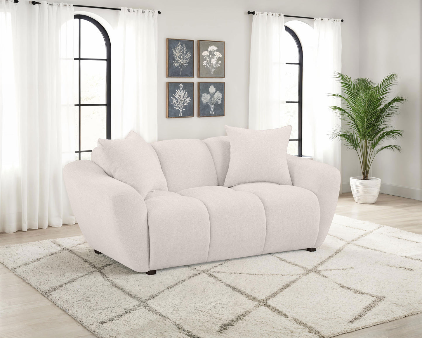 Destino Chenille Upholstered Splayed Arm Loveseat Greige