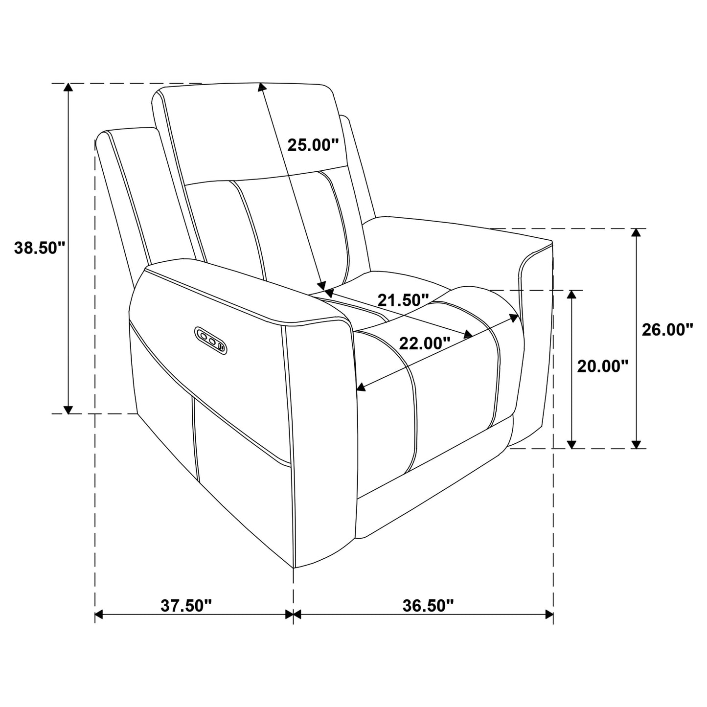 Kennett Chenille Upholstered Power Recliner Chair Ivory