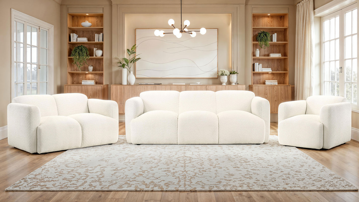 Dorset Fabric Upholstered Round Track Arm Accent Chair White