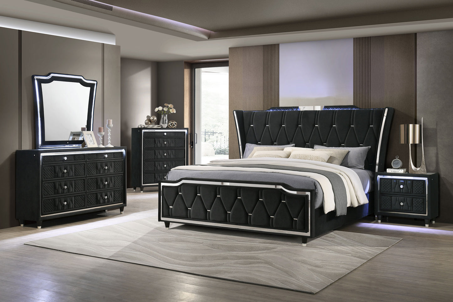 Lorient 5-drawer LED Chest of Drawers Black