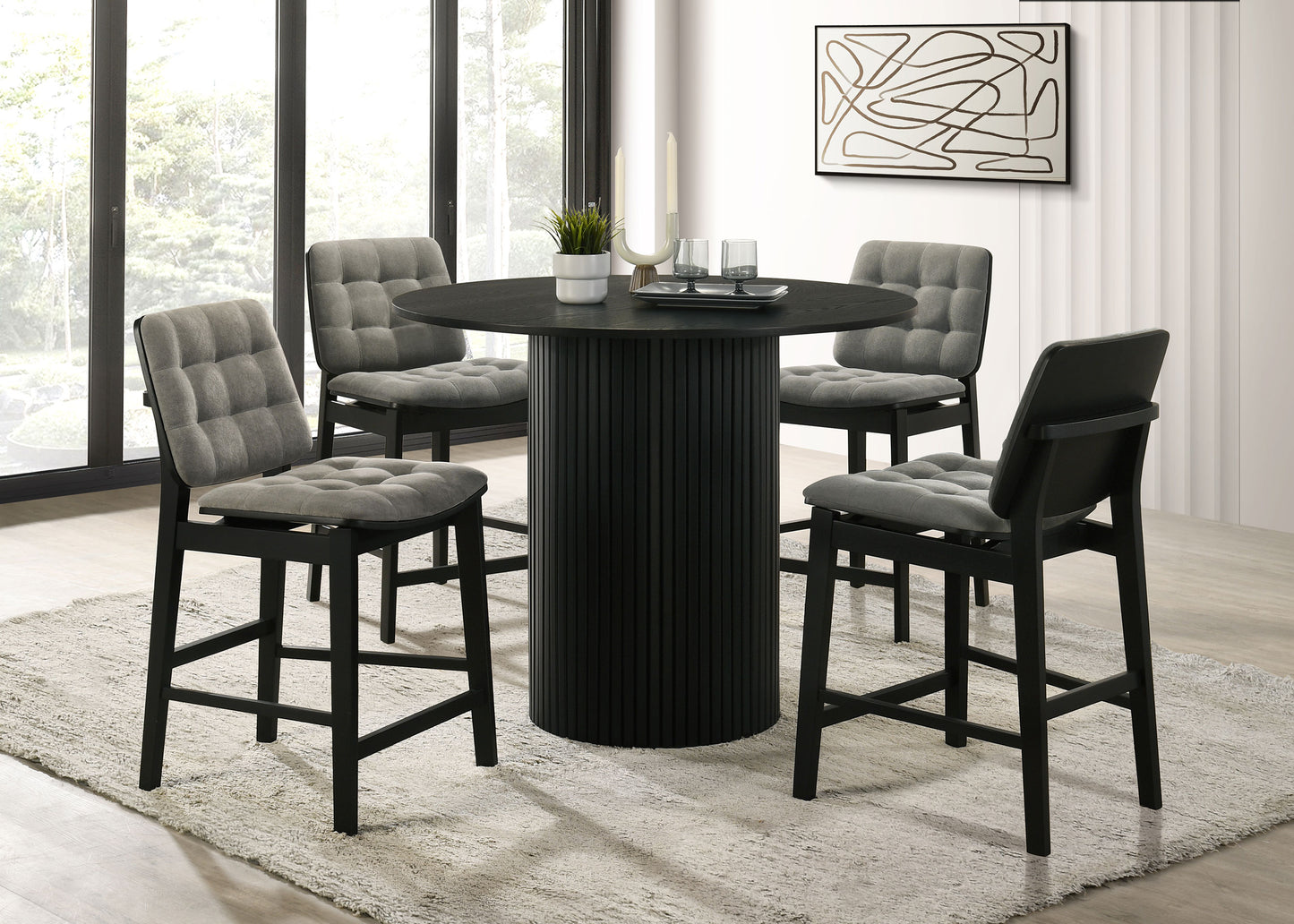 Hamlyn 43-inch Round Wood Counter Height Dining Table Black
