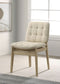 Redbridge Velvet Upholstered Side Chair Cream and Natural Oak (Set of 2)