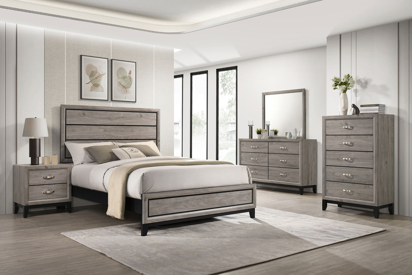 Watson Five-piece Full Bedroom Set Light Taupe