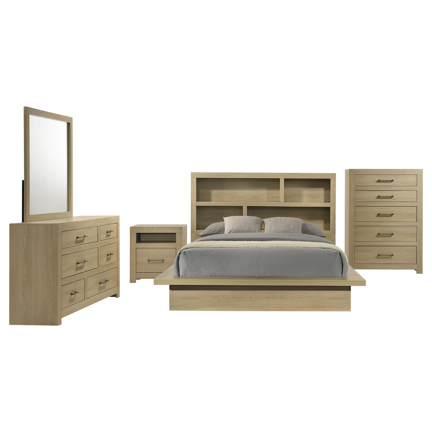 Hendricks 5-piece Queen Bedroom Set Light Oak