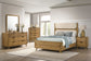 Bennett 63-inch Queen Upholstered Panel Bed Cream and Light Oak