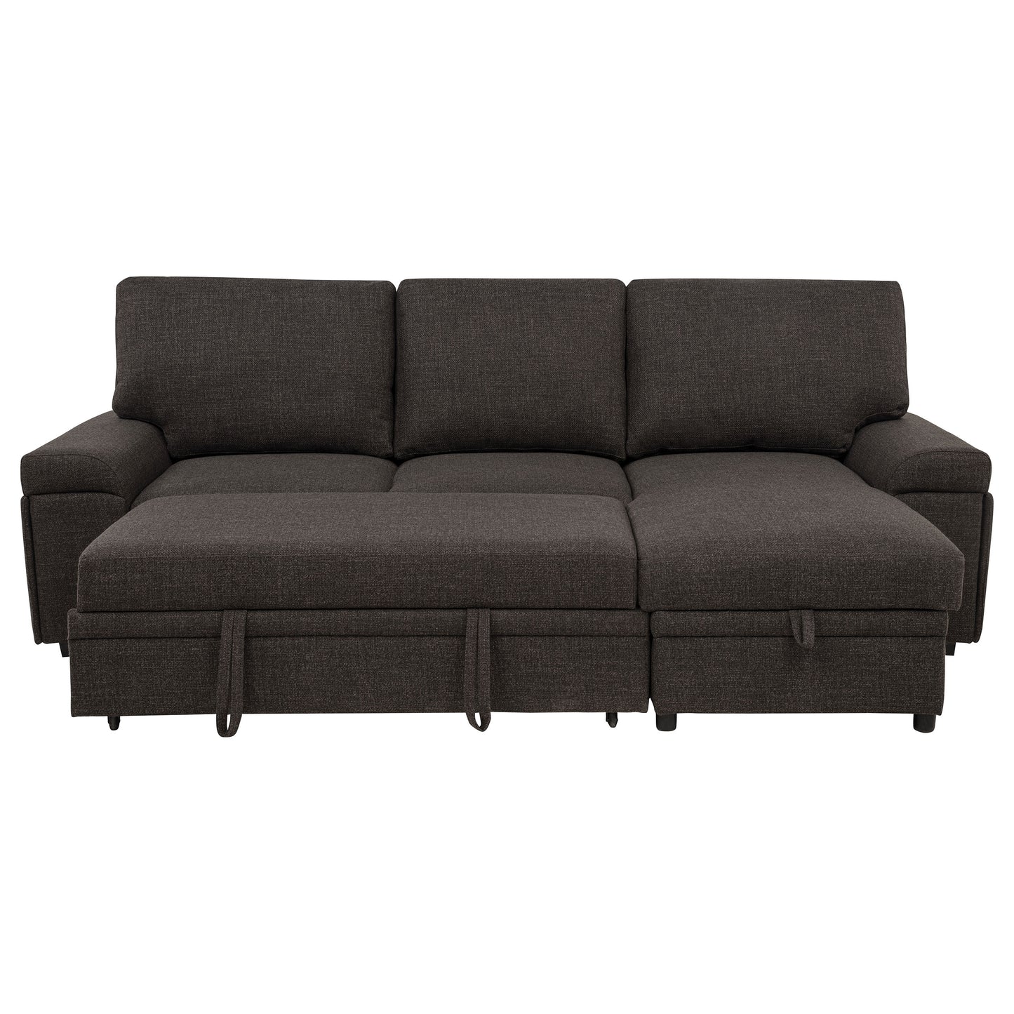 Demko Sleeper Sectional Sofa with Speaker and Storage Chaise Brown
