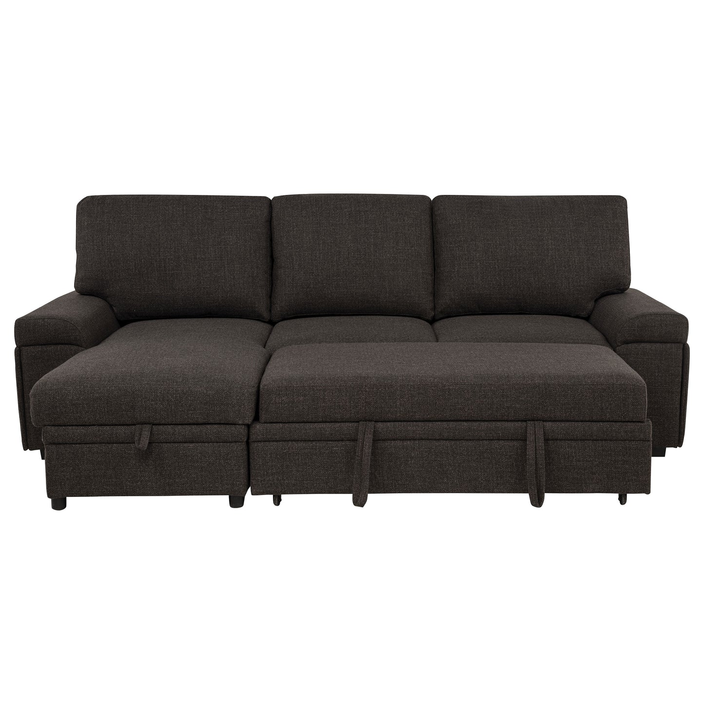 Demko Sleeper Sectional Sofa with Speaker and Storage Chaise Brown