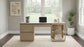 Harkes 75-inch 3-drawer Computer Desk with Adjustable Shelf Light Elm