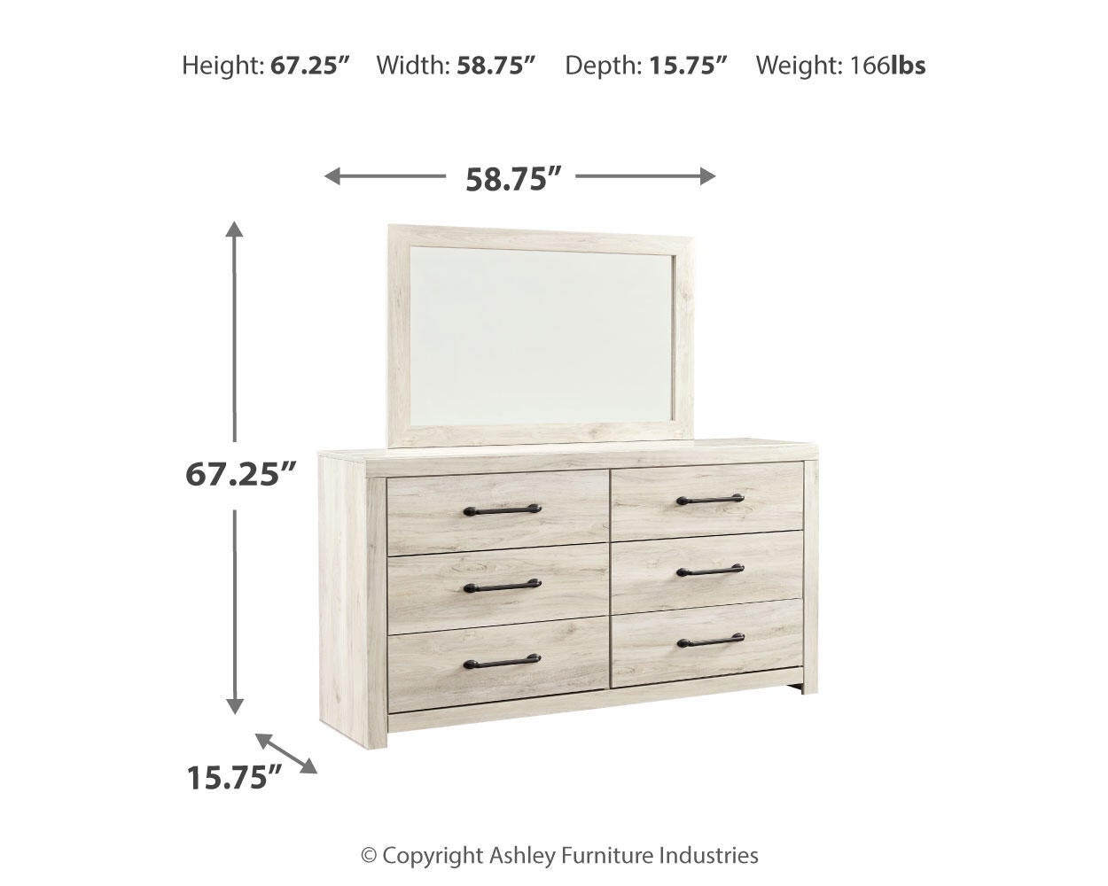 Cambeck Queen Panel Bed with 4 Storage Drawers with Mirrored Dresser