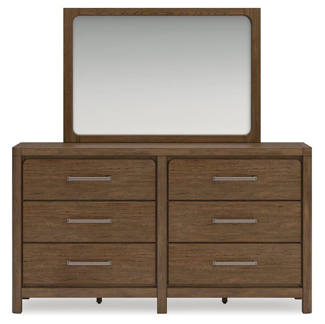 Cabalynn Queen Upholstered Bed with Mirrored Dresser, Chest and Nightstand
