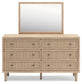 Cielden King Panel Bed with Mirrored Dresser and Nightstand
