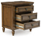 Sturlayne California King Upholstered Panel Bed, Dresser, Mirror, Chest and Nightstand