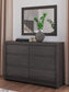 Fraluna King Panel Bed, Dresser, Mirror, Chest and Nightstand