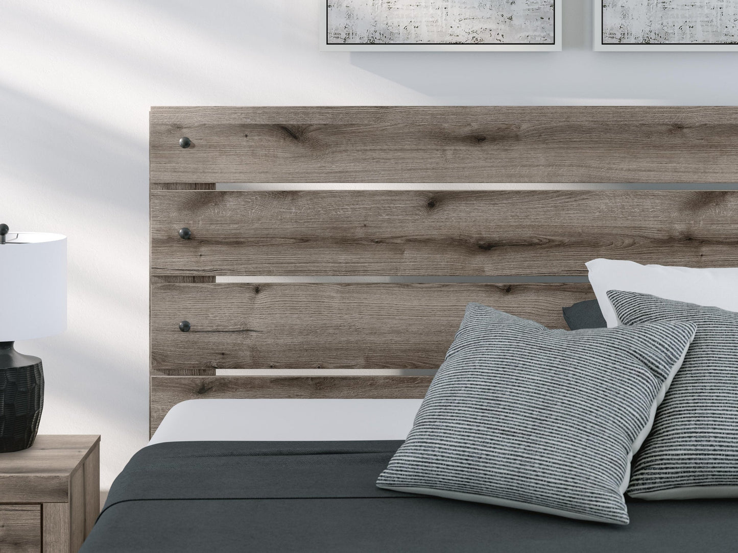 Graystorm King Panel Bed, Dresser, Mirror, Chest and Nightstand