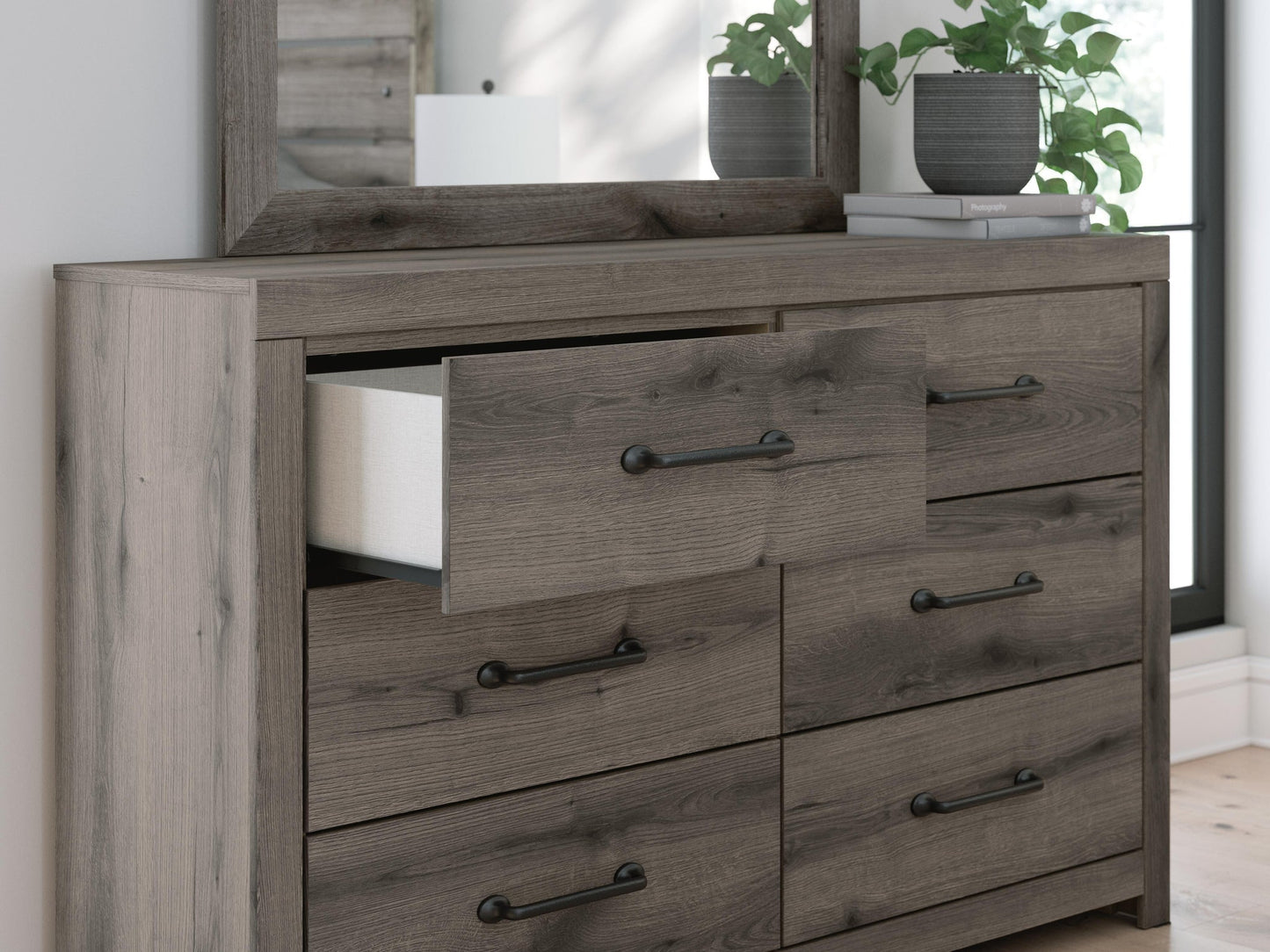Graystorm Twin Panel Bed, Dresser and Mirror