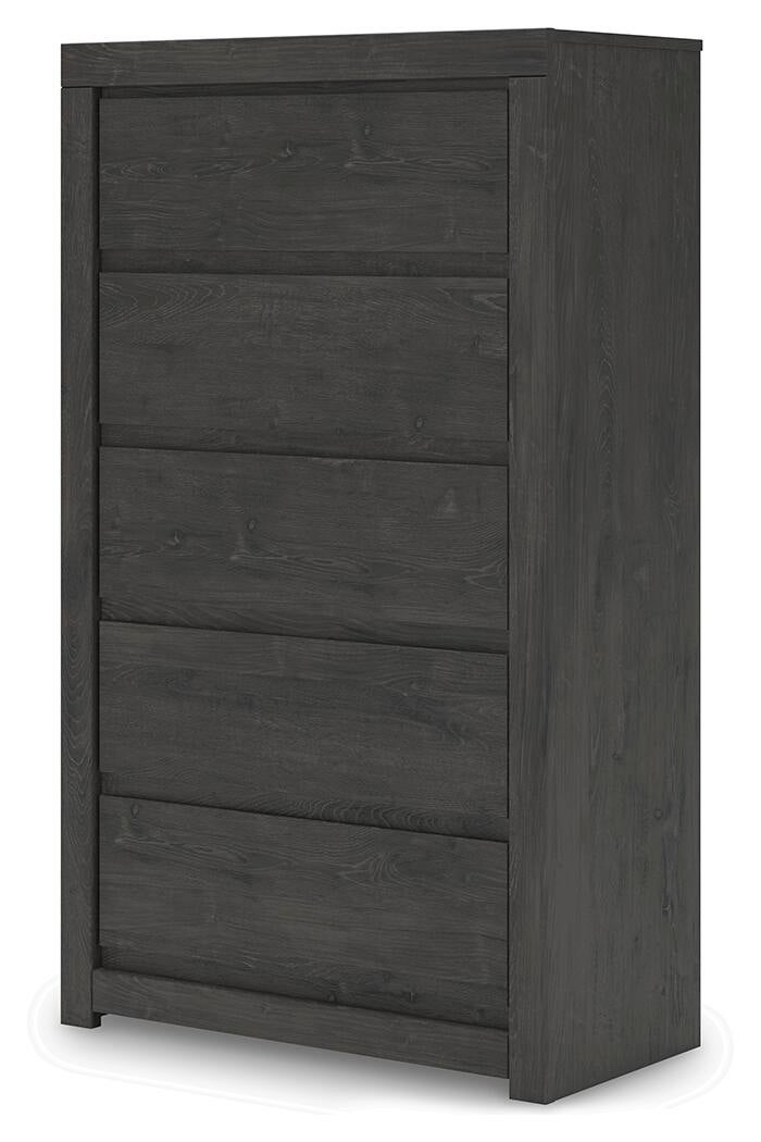 Fraluna King Panel Storage Bed, Dresser, Mirror, Chest and Nightstand