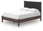 Pamytta Queen Upholstered Panel Platform Bed, Dresser and Mirror
