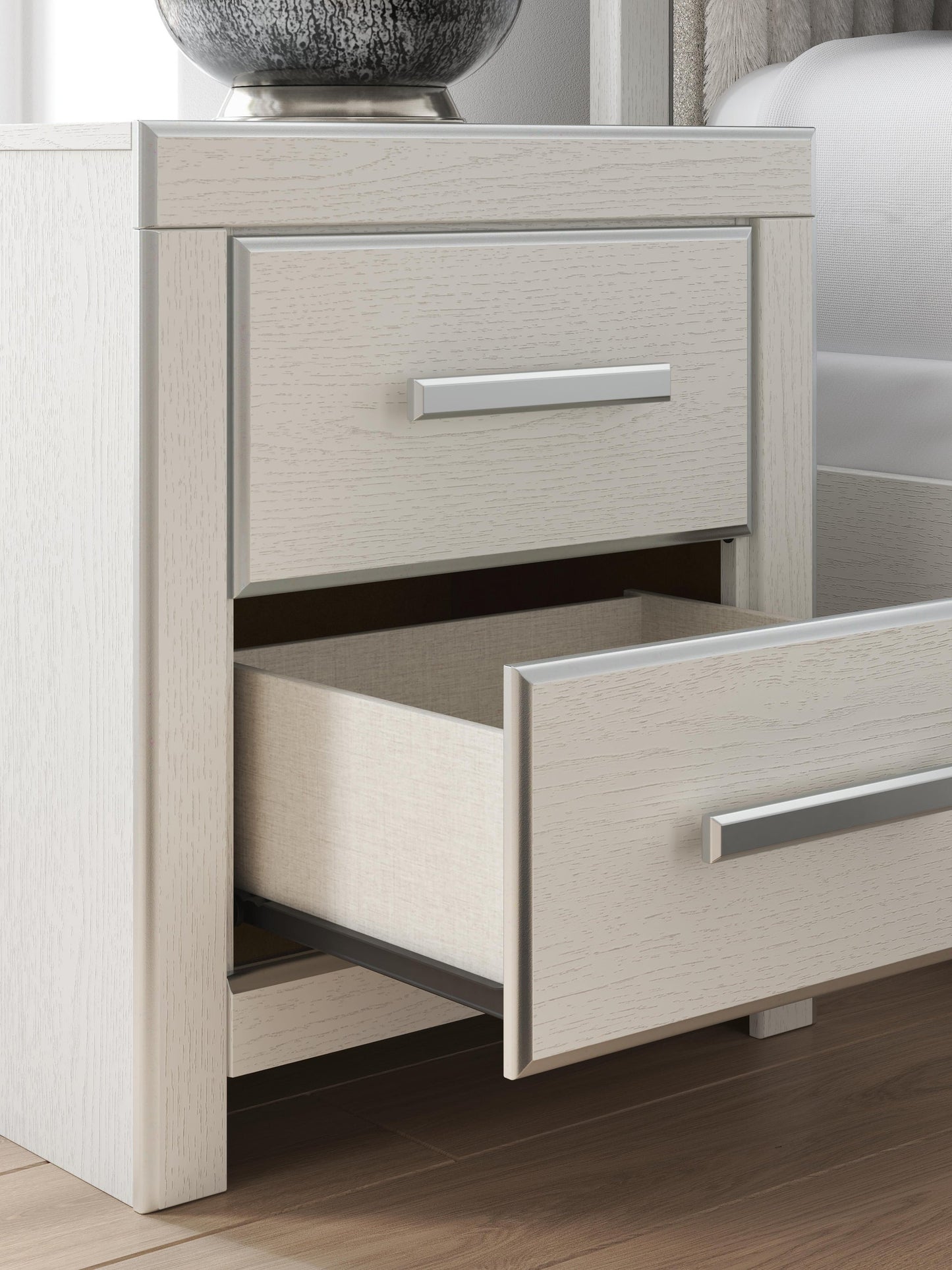 Zuraleus Queen Upholstered Panel Platform Storage Bed, Dresser, Mirror and Nightstand